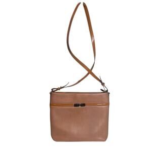 Salvatore ferragamo pink and tan leather crossbody bag